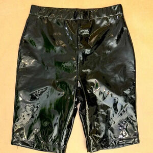 Forever 21 Black Glossy Vinyl Biker Shorts